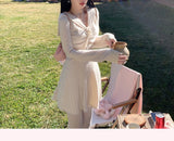 Love Navy Collar Can Also Wear A Good Body Velvet Navy Collar Top / Knitted Skirt