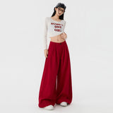 Broad-Legged Casual Trousers Women's Loose 2026 Autumn New Fold Design Pendant Straight Trousers Women