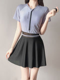 Swimsuit Fashion Sports Increase Students Breast Cover Thin Swimsuit Conservative Bubble Hot Spring Skirt Swimsuit