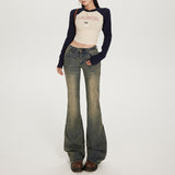 YC& Vintage Wash Nostalgic Hottie Low-Rise Horned Horned Pants Autumn/Winter Relics Jeans Women & Long Pants