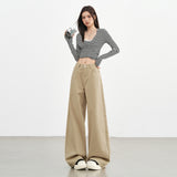 Ki Color Straight Jeans Women 2025 Autumn And Winter New High-Waisted Loose Thin Broad Leg Trousers