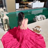 Sanya Resort Seaside Wearing A Beach Dress Hanging Neck-Cliny Dress Super Fairy Swing Beach Long Skirt