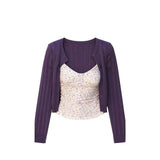 Sweet And Spicy Slender Sling Vest + Purple Knitted Cardigan 2026 Spring And Summer New Repair Short External Set