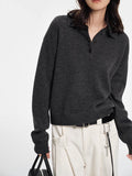 Wool M*Iu Folded Retro Polo Collar High Quality Knitted Sweater K1113