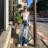 Vintage Hottie Low-Rise Loose Broad-Legged Trousers Spring And Summer Straight Jeans Women's New & Trousers Lengthened