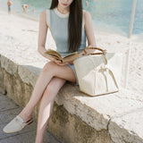 Blue And White Crash Linen Hollow Belt Yarn Muscle Apparent Thin Straight Barrel Thin Knit Dress Woman Summer