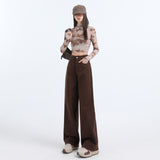 2025 Thick Velvet Trousers Of The Big-Legged Jeans Women's Autumn And Winter Scissors High-Tipped Trousers