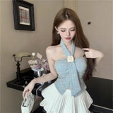 10101 # Sexy Hottie Hanging Neck Sling Vest Summer New Wear Small Scented Tector Blouse Tsets A Variety Of Ways