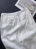 Old Money Style Wear ~ White High-Waist Temperament Simple Hanging Commuting Cotton Straight Broad Leg Pants Women 2025 Summer