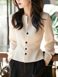 Early Autumn New High-End Small Fragrant Wind Thighs French Light Luxury High-End Temperament Famous White Shirt