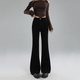 Small High-Rise Thin Elastic Women's Jeans Trousers Length Black Nine-Point Black Trousers
