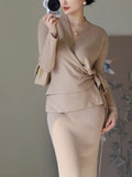 Qingtan Dong Beauty Paper Knitted Dress Suit Women's Autumn And Winter Temperament