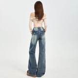 Mike & Blue Cowboy Swear Women 2026 Spring New Reliforce Design Rebar Low-Rise Horned Horned Pants