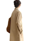 Windcoat Women's Long-Term Simple Early Spring And Autumn Top Female Korean Version Of Loose Students Solid Color Bhike Coat Tide In Women
