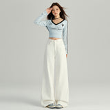 White Broad-Legged Jeans Women's New High-Rise Slim Lazy Windy Tug Trousers In Spring 2026