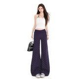 Wave Point Printing Atmosphere Feel Micro-Speaker Women Spring And Summer New High Waist Thin Lazy Leisure Horn Trousers