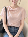 French Pink Collar Shawl Short-Sleeved Shirt Women 2026 Summer New Design Feel A Huge Look Temperament Blouse