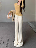 Mainly Thick Warm And Thin Velvet Sense Elastic Winter Horn Trousers