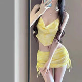 Yan 2026 New Swimsuit Lotus Bikini Three-Piece Holiday Beach Bubble Hot Spring Split Split Swimsuit Woman