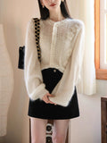 Apricot Rain Horse Sea Wool Three-Dimensional Hand-Coaled Collar Sweater Jacket Autumn
