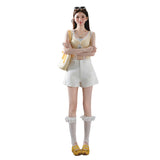Simple Solid Color Casual Denim Shorts Women 2026 Summer New High-Waisted Wide-Legged Shorts White Light Kaqi