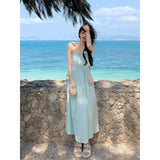 Mintman Wave Wind French Pink Sling Dress Women Spring Summer Dopamine Sanya Beach Beach Dress