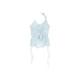 Summer Self-Repair Irregular Beauty Pure Desire Short Coat Wearing Lotus Leaf Side Hanging Neck Sling Small Vest Woman