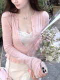 Intelligent Cardigan 16 Stitches 48 100 Fine-Sing-Pin Wool Thin Lace Knitted Shirt Women's Summer