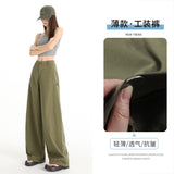 1114 Design Sense Retro Hottie Scissors Trousers Set Thin Multi-Pocket Broad-Legged Workwear Casual Pants Regular
