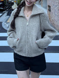 Heavy-Pound Coarse Needle Four-Color Fixed Dye-Cifting Knitted Jersey Women's Autumn Two-Color 1:1 Sweater Coat Woman