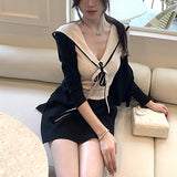 Navy Collar Top Two Sets Of College Style Long-Sleeved Knitted Sweater Fashion Temperament Thin Fashion Casual