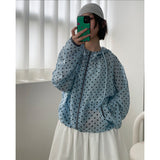 Spring And Summer Perspective Thin Cool Small Dot Hooded Hooded Zip Long-Sleeved Coat Loose Sunscreen 3 Colors