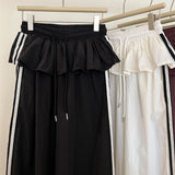 Street Design Fake Two Skirts Woven Girl Sports Trousers Nylon Casual Pants 5 Colors