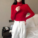 High-Necked Sweater Women 2025 Autumn And Winter Yangqi Inside A Knitted Bottom Shirt Long-Sleeved Cover Solid Color Top Women's Clothing