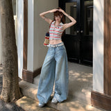Vintage Curds Wide-Legged Jeans Women 2026 Summer New High-Rise Thin Straight Trousers Summer Thin