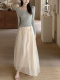 Pure Tupling Light Chinese Yarn Half Dress ~ Temperament Fairy Half-Dress Girl Spring And Summer New