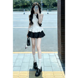 Korean Gold Style Temperament Sleeveless Tuff Dress Sweet Casual Girl Tidly Dressed Half-Dress Skirt Two-Piece