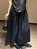 Black Sky Silk Ice Silk Linen Broad Leg Skirt Women's Summer Thin High-Waist Loose Apparent Thin Lazy Cotton Tanscreen Trousers