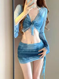 Bikini Four-Piece Swimsuit Women Split The New Conservative Long-Sleeved Meat Masking Thin Swimsuit Women Bolis 9578