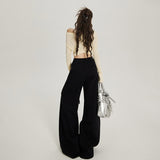 Vintage High-Waist Loose Broad Leg Trousers Tight Waist ³é³é Rope Set Of Casual Pants Women Autumn Winter & Trousers Lengthened