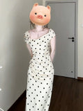 French Temperament White Wave Dot Dress Women's Summer 2025 New Three-Dimensional Flowers Pocketed And Hip Dress