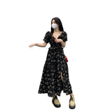 Large-Size Gentle Wind French Tea Break Flower Dress Women Summer Fat MM Slings Show Thin Belly Skirt