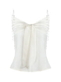 Rupert Acet-Bleed Meteor Bead Chain Three-Dimensional Bow V-Neck Hoisted Vest New