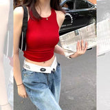 2065# Solid Color Sleeveless Side Folding Design Work-Word Vest Slimming With Chest Cushions Inside And Outside Wear