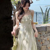 New Sling Dress In Summer 2025, Fairy Lotus Leaves Crumbs Sleeveless Famous Lady Style Sexy Dress