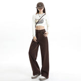 New Dark-Colored Broad-Legged Jeans For Women's Maids Wearing Loose-Fitting Straight Trousers