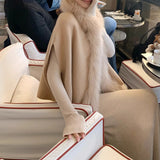 Winter Barse_Little Rich Fox Fur Collar Wool Cloak Sweater