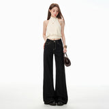 New Black Technology Fabric Summer Thin Small Horn Jeans Women Loose Straight Barrel Hanging Ice Feeling