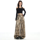 Digital Print Leopard Print White High-Waisted Cotton Jeans Women In The Autumn Of 2025 On The New Hot Girl Trend Broad Leg Pants