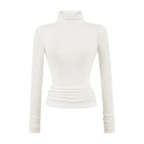 Lyselle Tiansi High Collar With A Bottom Shirt In The Autumn Solid Color Foundation Slim Slimming Waist-On-One Top